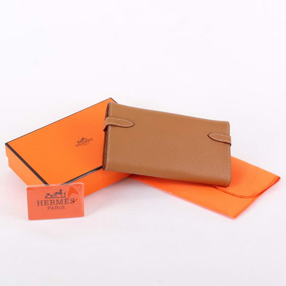 High Quality Hermes Kelly Bi-Fold Wallet A708 Coffee Fake - Click Image to Close